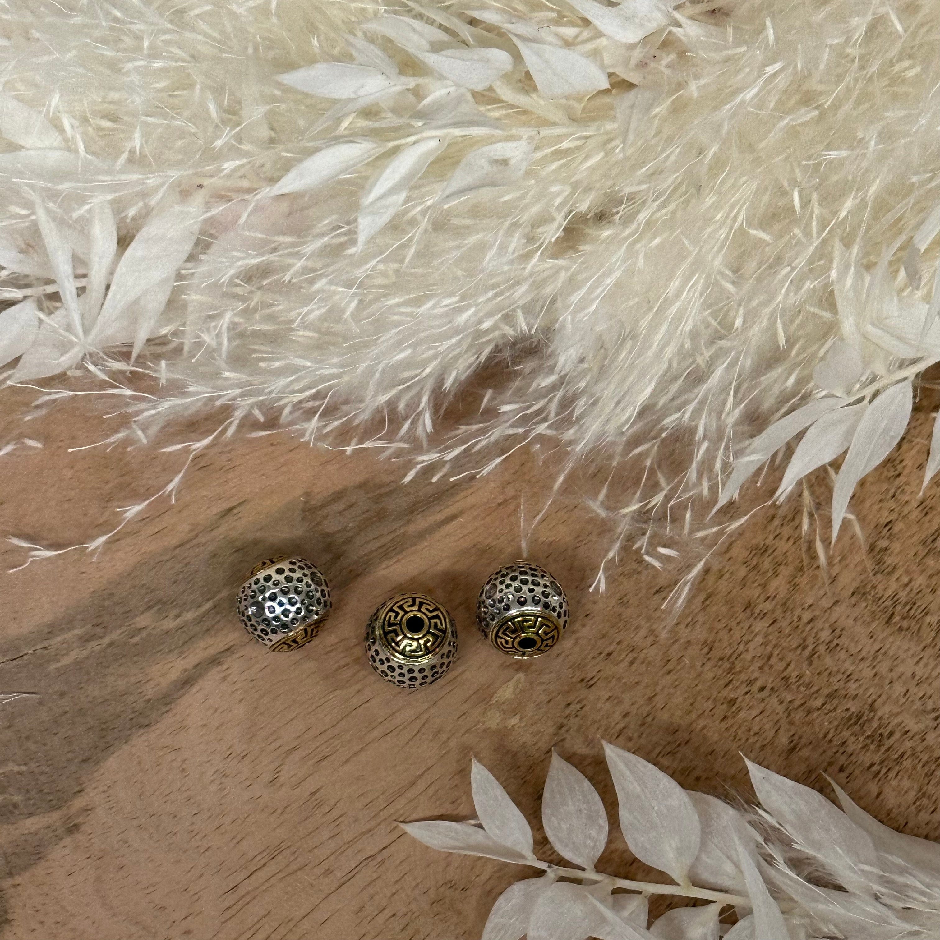 brightstars Wunderschöne Perlen in Gold & Silber mit einzigartigen Mustern Dots für DIY Ohrring Armband Halskette Schmuckherstellung